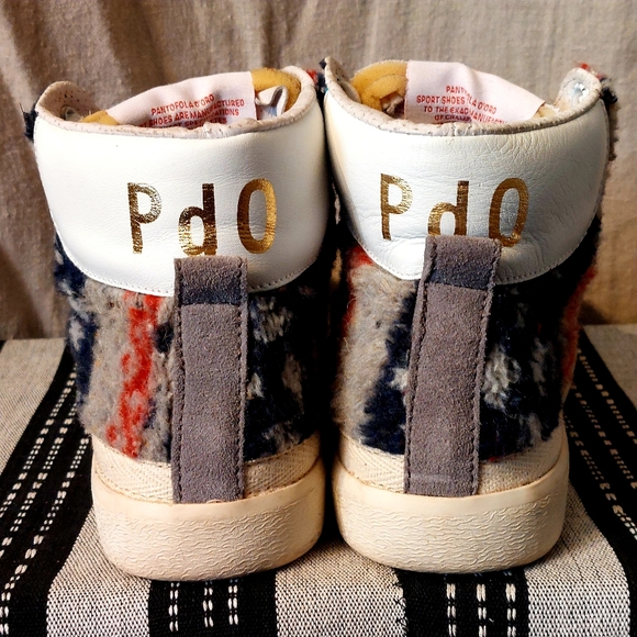 Pantofola d'Oro white & grey hi-top sneaker w sherpa trim, sz 40, EUC - Picture 4 of 16